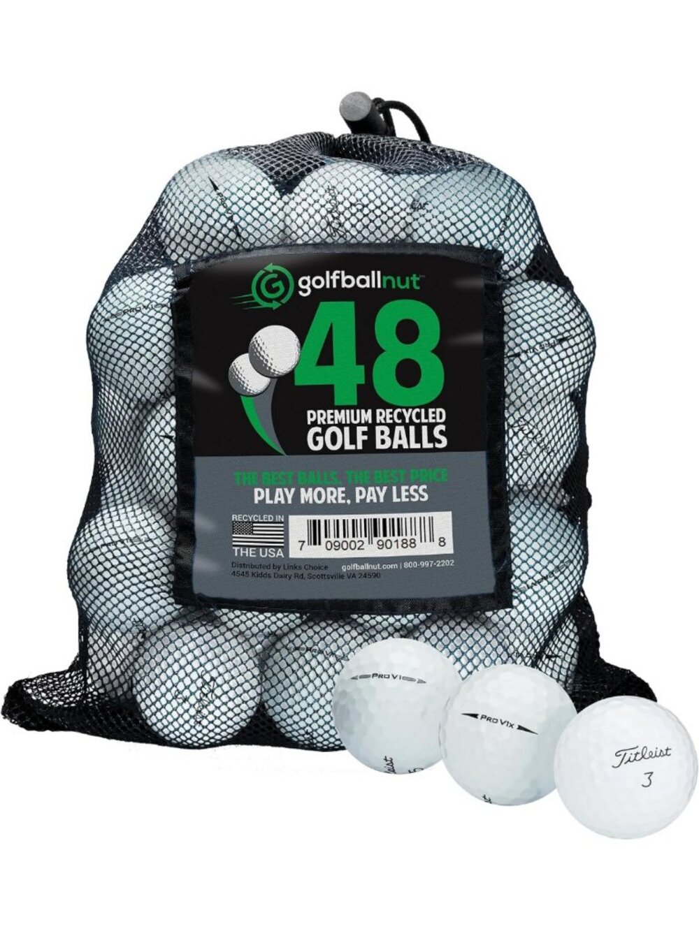 48 Mixed Recycled Golf Balls - Pro V1 & Pro V1x with Mesh Carrying Bag